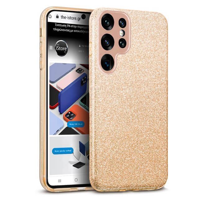 Θήκη Hybrid Strass Gold Samsung Galaxy S24 Ultra STOCK OFFERS Orso Θήκη Hybrid Strass Gold Samsung Galaxy S24 Ultra