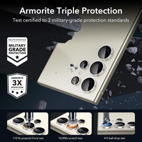 Alternative view of (2-Pack) ESR Armorite Tempered Glass Camera Lens Clear Samsung S24 Ultra