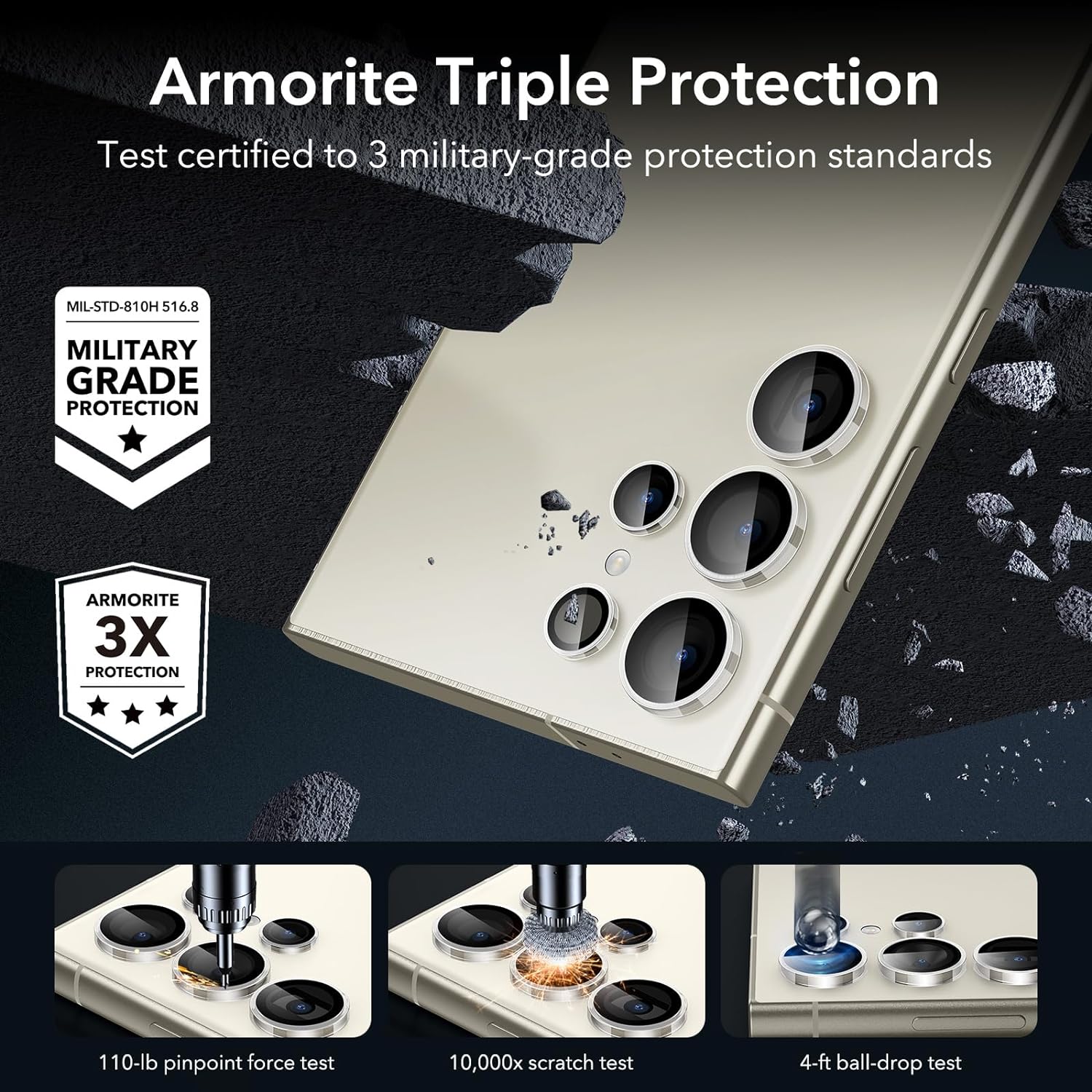 (2-Pack) ESR Armorite Tempered Glass Camera Lens Clear Samsung S24 Ultra ΠΡΟΣΤΑΣΙΑ ΟΘΟΝΗΣ ESR (2-Pack) ESR Armorite Tempered Glass Camera Lens Clear Samsung S24 Ultra - Image 2