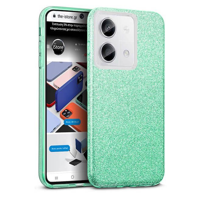 Θήκη Hybrid Strass Green Xiaomi Redmi Note 13 Pro 4G ΘΗΚΕΣ Orso Θήκη Hybrid Strass Green Xiaomi Redmi Note 13 Pro 4G
