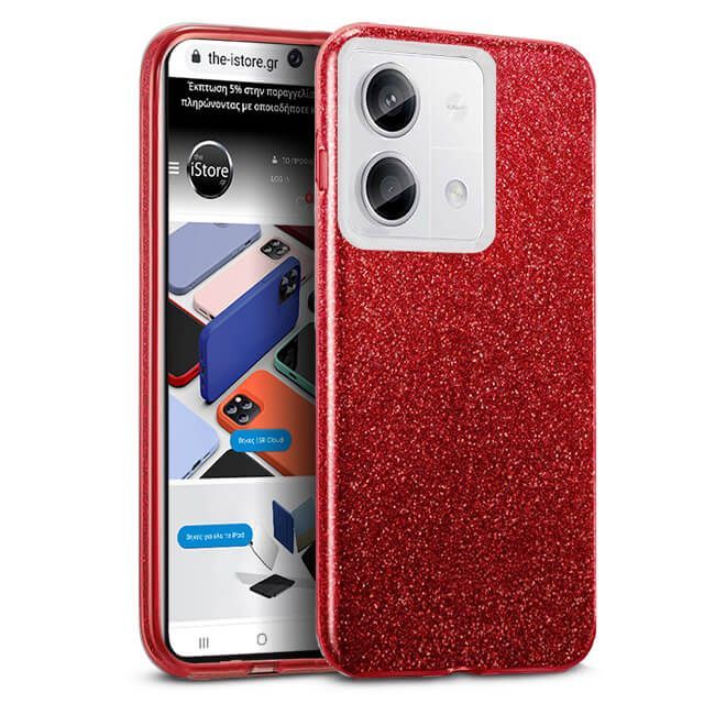 Θήκη Hybrid Strass Red Xiaomi Redmi Note 13 4G ΘΗΚΕΣ Orso Θήκη Hybrid Strass Red Xiaomi Redmi Note 13 4G