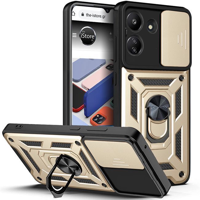 Θήκη Combo Kickstand Slide Camera Gold Poco C65 ΘΗΚΕΣ Orso Θήκη Combo Kickstand Slide Camera Gold Poco C65