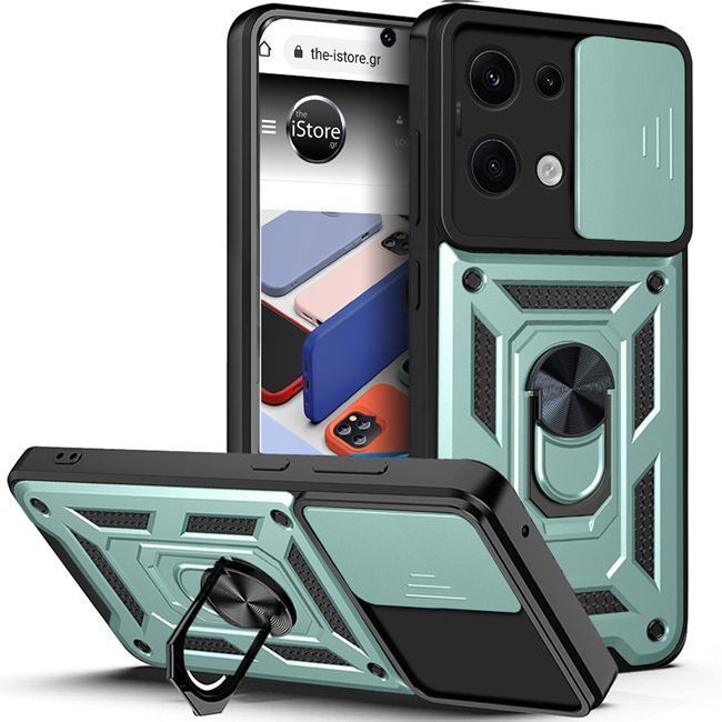 Θήκη Combo Kickstand Slide Camera Green Xiaomi Redmi Note 13 Pro 5G ΘΗΚΕΣ Orso Θήκη Combo Kickstand Slide Camera Green Xiaomi Redmi Note 13 Pro 5G