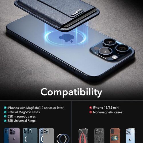Alternative view of ESR HaloLock MagSafe Wallet Grip Finger Loop Blue Titanium