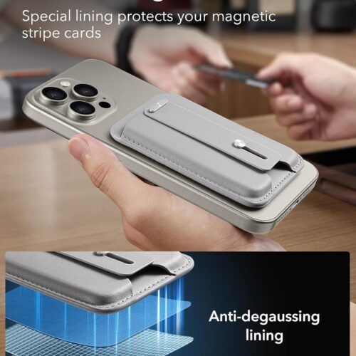 Alternative view of ESR HaloLock MagSafe Wallet Grip Finger Loop Grey Titanium