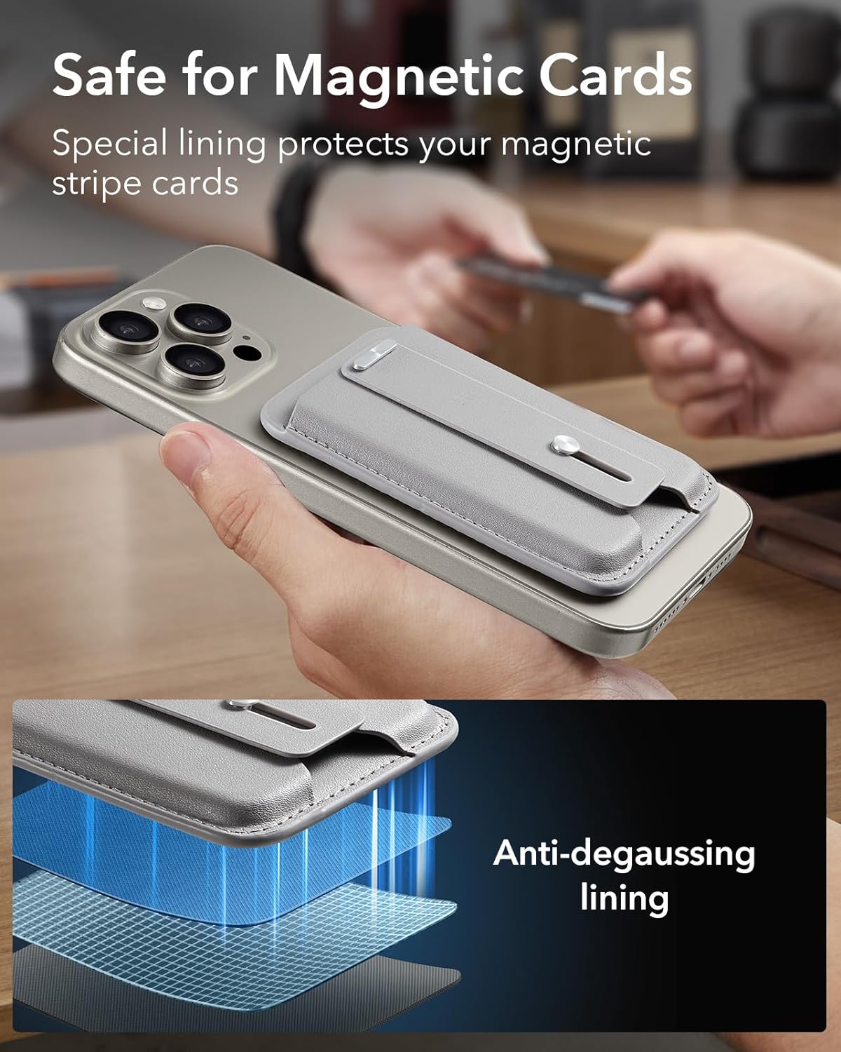 ESR HaloLock MagSafe Wallet Grip Finger Loop Grey Titanium MAGSAFE GADGETS ESR ESR HaloLock MagSafe Wallet Grip Finger Loop Grey Titanium - Image 2