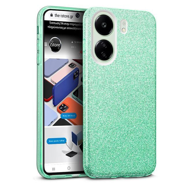 Θήκη Hybrid Strass Green Xiaomi Redmi 13C 4G ΘΗΚΕΣ Orso Θήκη Hybrid Strass Green Xiaomi Redmi 13C 4G