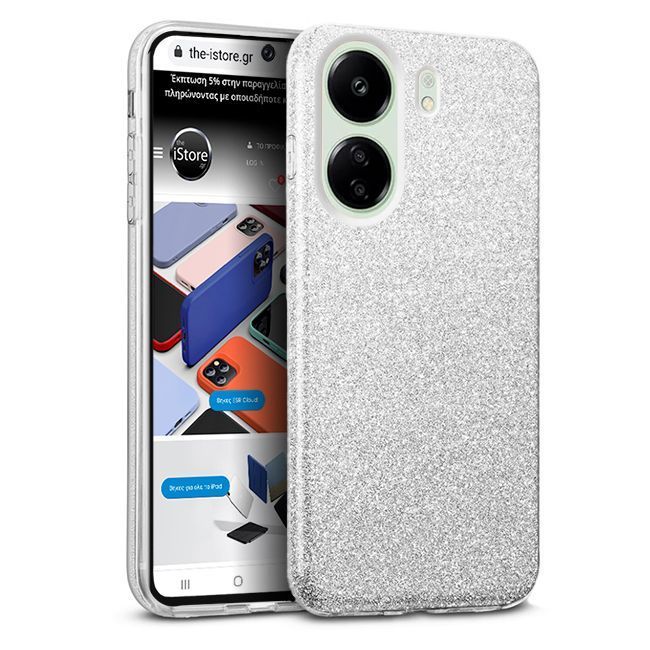 Θήκη Hybrid Strass Silver Poco C65 ΘΗΚΕΣ Orso Θήκη Hybrid Strass Silver Poco C65