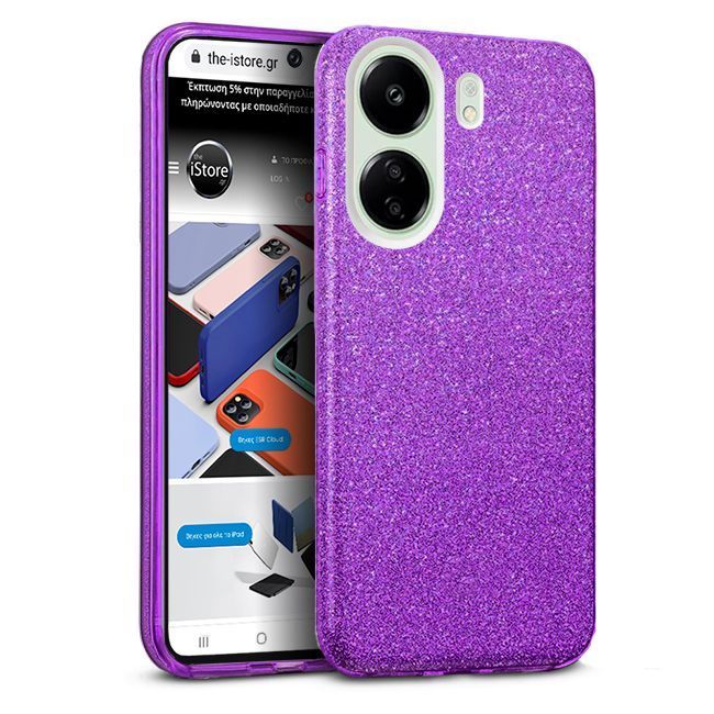 Θήκη Hybrid Strass Violet Poco C65 ΘΗΚΕΣ Orso Θήκη Hybrid Strass Violet Poco C65