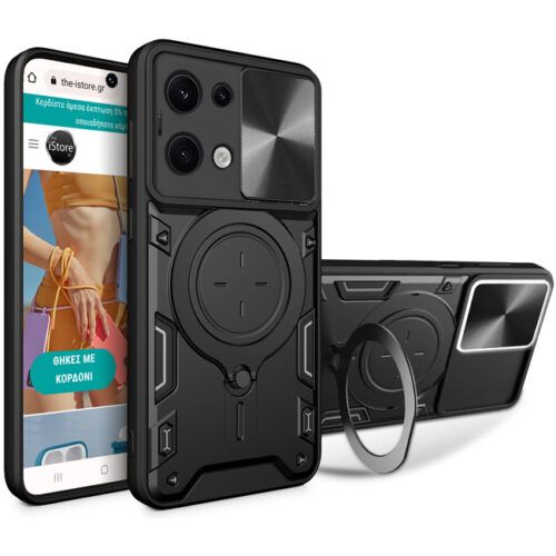 Θήκη Shockproof Ringstand Slide Camera Black Xiaomi Redmi Note 13 5G