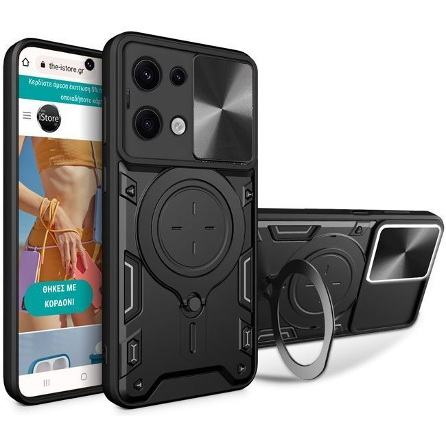 Θήκη Shockproof Ringstand Slide Camera Black Poco X6 5G ΘΗΚΕΣ Orso Θήκη Shockproof Ringstand Slide Camera Black Poco X6 5G