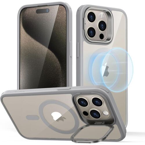 Θήκη ESR Classic Hybrid with Stash Stand HaloLock MagSafe Clear Grey iPhone 15 Pro ΘΗΚΕΣ ESR Θήκη ESR Classic Hybrid with Stash Stand HaloLock MagSafe Clear Grey iPhone 15 Pro