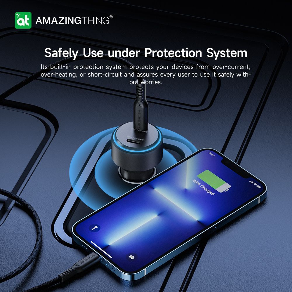 AmazingThing Car Charger 2x USB-C 33W Led Light Black (W451) ΑΞΕΣΟΥΑΡ AmazingThing AmazingThing Car Charger 2x USB-C 33W Led Light Black (W451) - Image 3