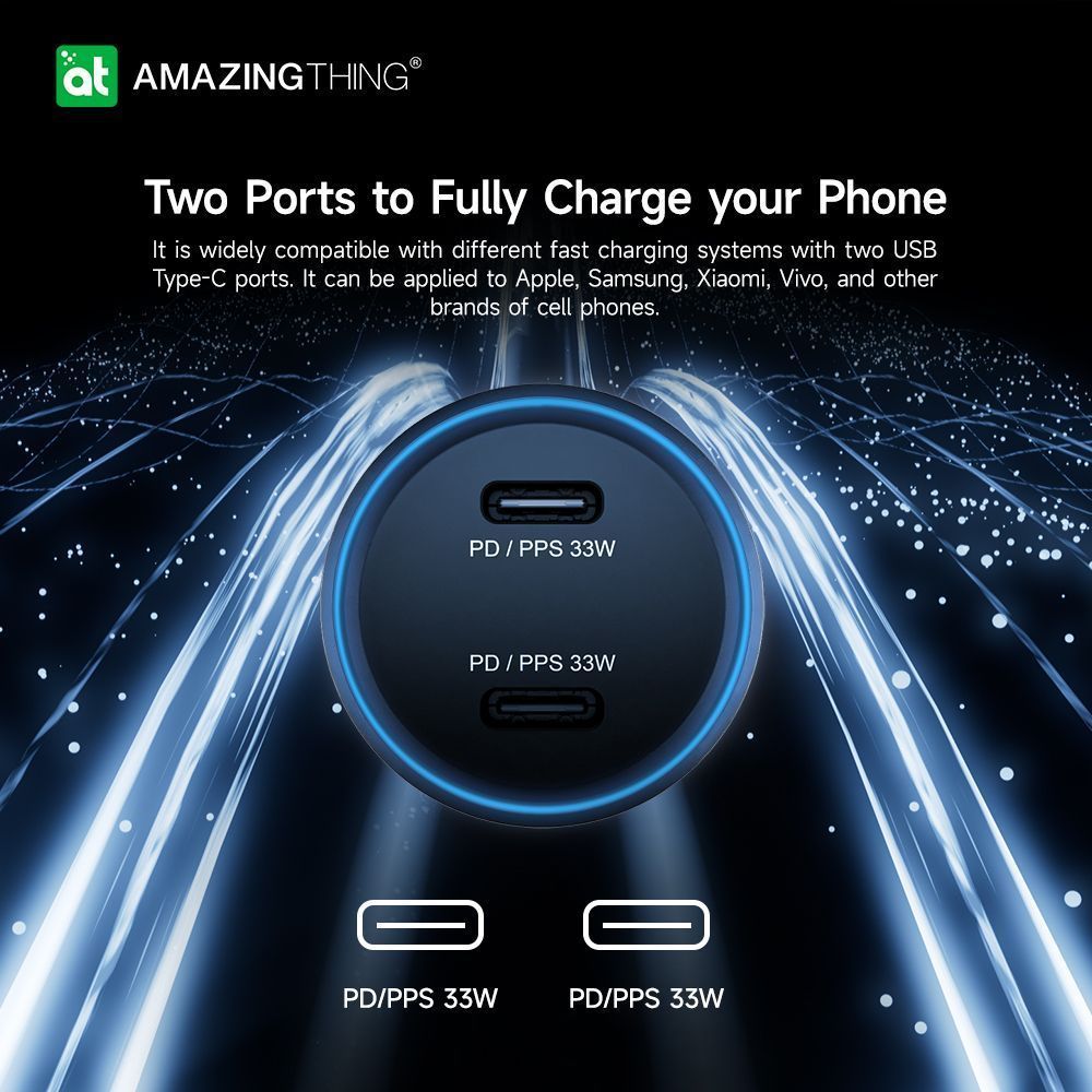 AmazingThing Car Charger 2x USB-C 33W Led Light Black (W451) ΑΞΕΣΟΥΑΡ AmazingThing AmazingThing Car Charger 2x USB-C 33W Led Light Black (W451) - Image 5