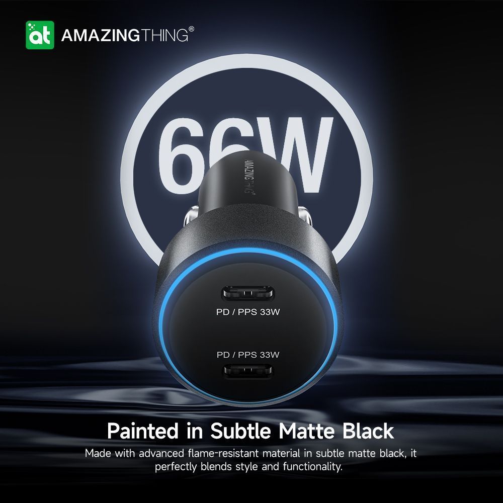 AmazingThing Car Charger 2x USB-C 33W Led Light Black (W451) ΑΞΕΣΟΥΑΡ AmazingThing AmazingThing Car Charger 2x USB-C 33W Led Light Black (W451) - Image 6
