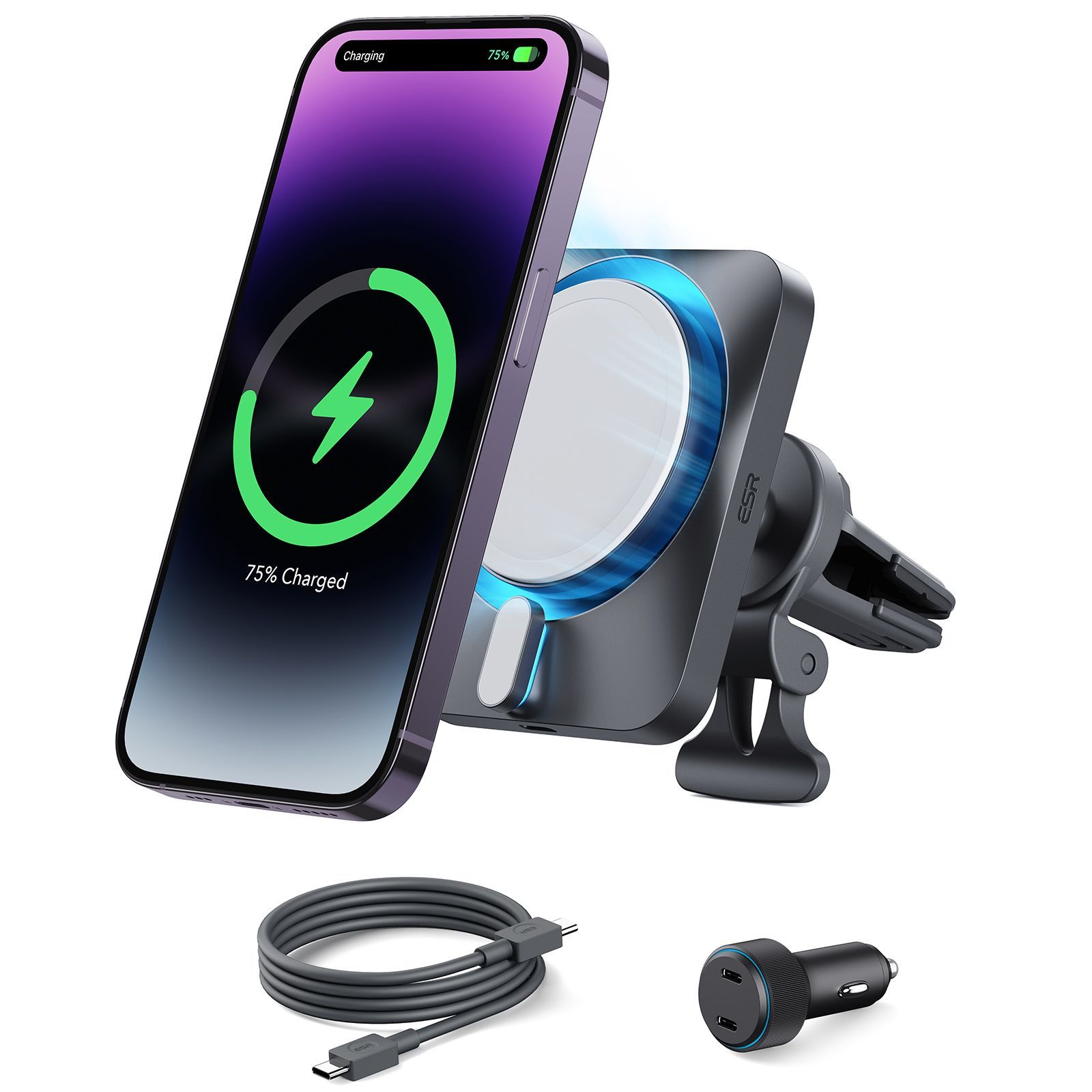 ESR Air Vent Car Charger Set 15W CryoBoost MagSafe Certified ΑΞΕΣΟΥΑΡ MAGSAFE ESR ESR Air Vent Car Charger Set 15W CryoBoost MagSafe Certified