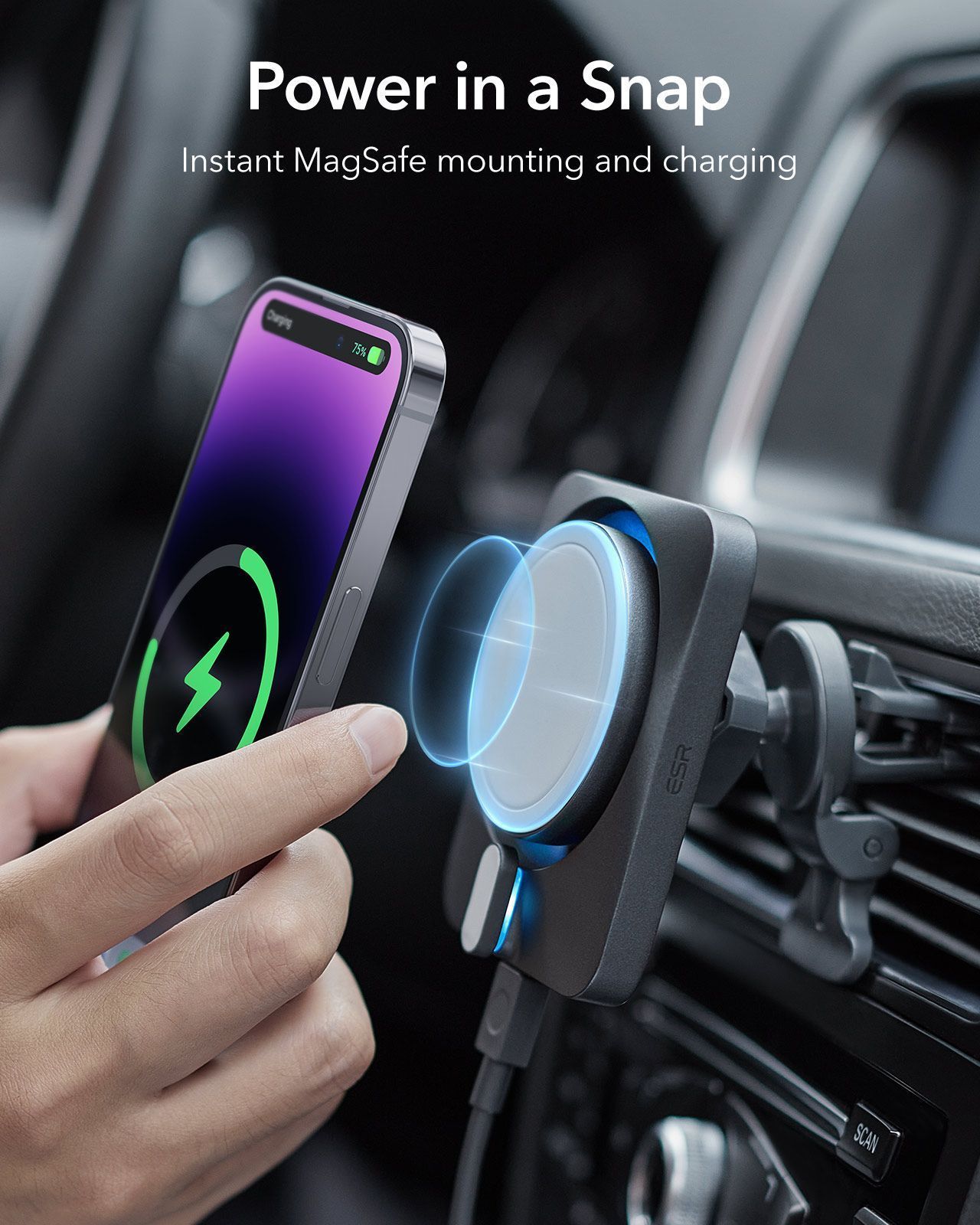 ESR Air Vent Car Charger Set 15W CryoBoost MagSafe Certified ΑΞΕΣΟΥΑΡ MAGSAFE ESR ESR Air Vent Car Charger Set 15W CryoBoost MagSafe Certified - Image 6