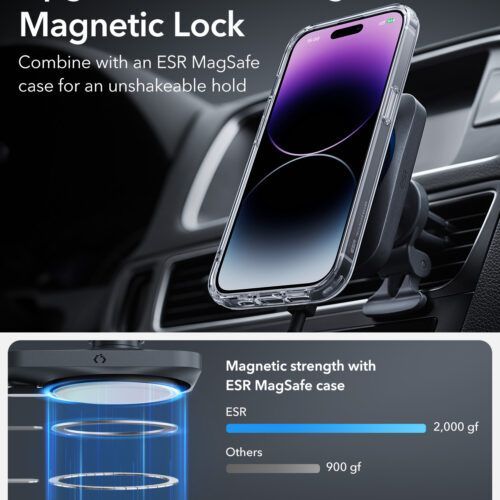 Alternative view of ESR Air Vent Car Charger Set 15W CryoBoost MagSafe Certified
