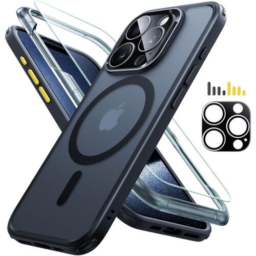 (2+1 Pack) Full Protection Pro Set ESR Classic HaloLock MagSafe Frosted Black iPhone 15 Pro ΘΗΚΕΣ ESR (2+1 Pack) Full Protection Pro Set ESR Classic HaloLock MagSafe Frosted Black iPhone 15 Pro