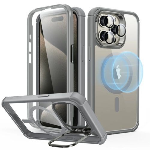 Θήκη ESR Armor Tough with Stash Stand HaloLock Magsafe Clear Grey iPhone 15 Pro Max ΘΗΚΕΣ ESR Θήκη ESR Armor Tough with Stash Stand HaloLock Magsafe Clear Grey iPhone 15 Pro Max