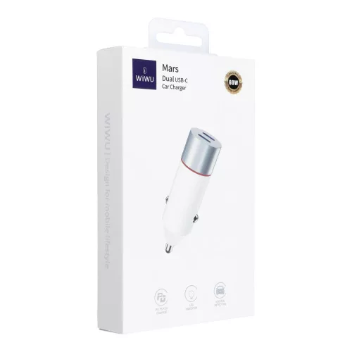 Alternative view of WiWU Mars Car Charger 2x USB-C 60W White (QC023)