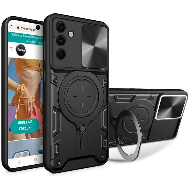 Θήκη Shockproof Ringstand Slide Camera Black Samsung Galaxy A55 5G ΘΗΚΕΣ Orso Θήκη Shockproof Ringstand Slide Camera Black Samsung Galaxy A55 5G