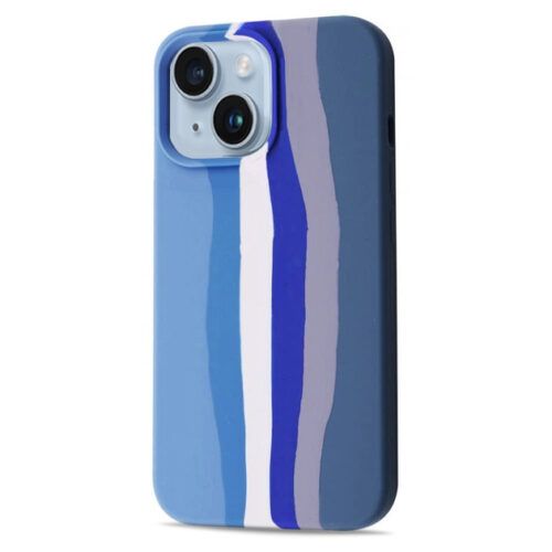 Θήκη Siipro iPhone 13/14 Liquid Silicone Rainbow Blue