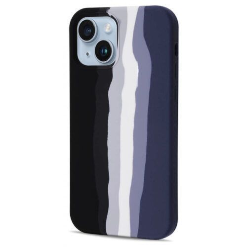 Θήκη Siipro iPhone 13/14 Liquid Silicone Rainbow White Black