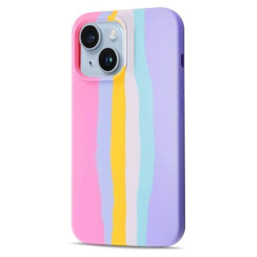 Θήκη Siipro iPhone 13/14 Liquid Silicone Rainbow Violet Pink