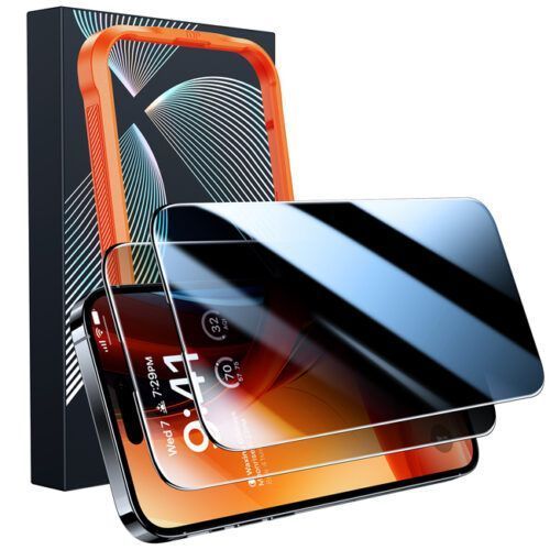 (2-Pack) Torras GlassGo Epic Privacy Tempered Glass iPhone 15 Pro Max (With Easy Installation Kit)