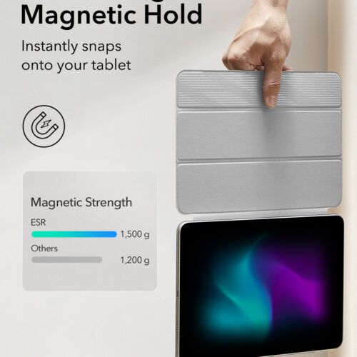 Alternative view of ESR Rebound Magnetic with Clasp Grey iPad Pro 11 2024