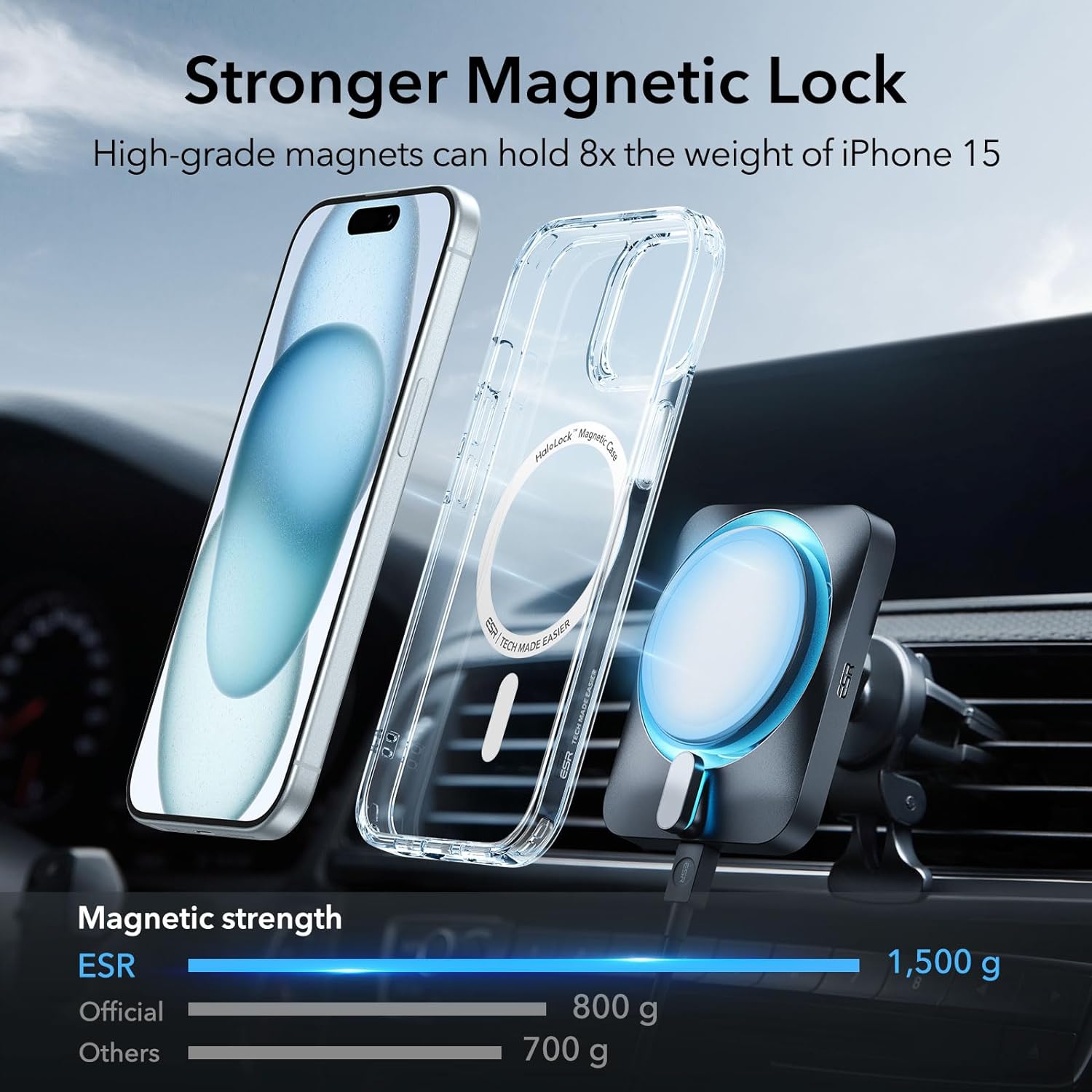Θήκη ESR Classic Hybrid HaloLock MagSafe Clear Light Blue iPhone 15 Plus ΘΗΚΕΣ ESR Θήκη ESR Classic Hybrid HaloLock MagSafe Clear Light Blue iPhone 15 Plus - Image 3