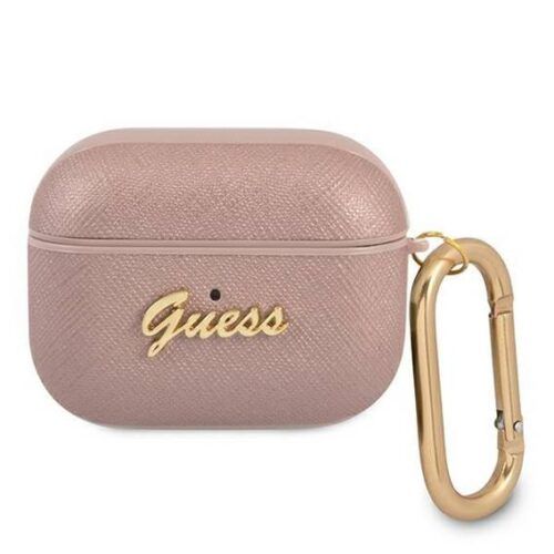 Θήκη Guess AirPods 3 Saffiano Script Metal Pink APPLE AIRPODS Guess Θήκη Guess AirPods 3 Saffiano Script Metal Pink