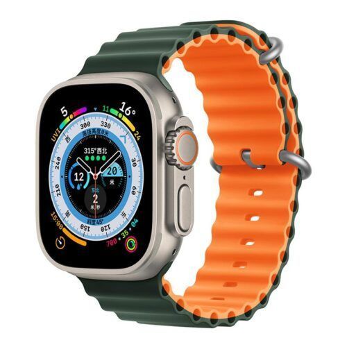 Orso Deluxe Sport Silicone Green/Orange Λουράκι Apple Watch 44/45/46/49mm
