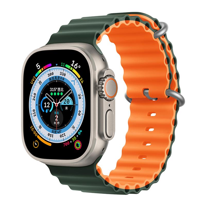 Orso Deluxe Sport Silicone Green/Orange Λουράκι Apple Watch 44/45/46/49mm APPLE WATCH Orso Orso Deluxe Sport Silicone Green/Orange Λουράκι Apple Watch 44/45/46/49mm
