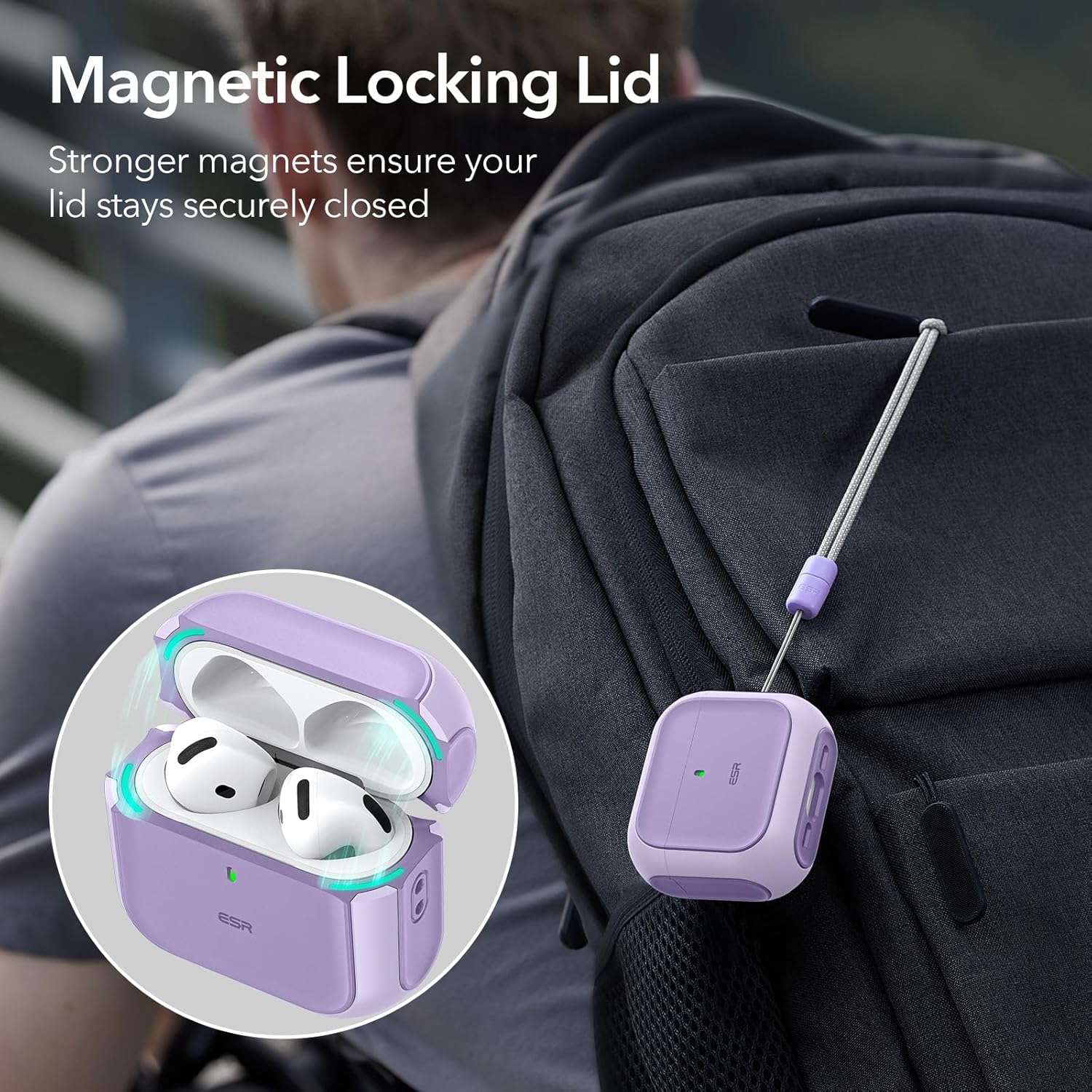 ESR AirPods Pro 3 Orbit Hybrid Case Lavender (MagSafe Compatible) APPLE AIRPODS ESR ESR AirPods Pro 3 Orbit Hybrid Case Lavender (MagSafe Compatible) - Image 4