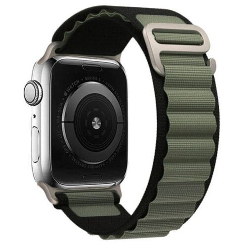 Orso Alpine Nylon Loop Band Black Green Apple Watch 44/45/46/49mm