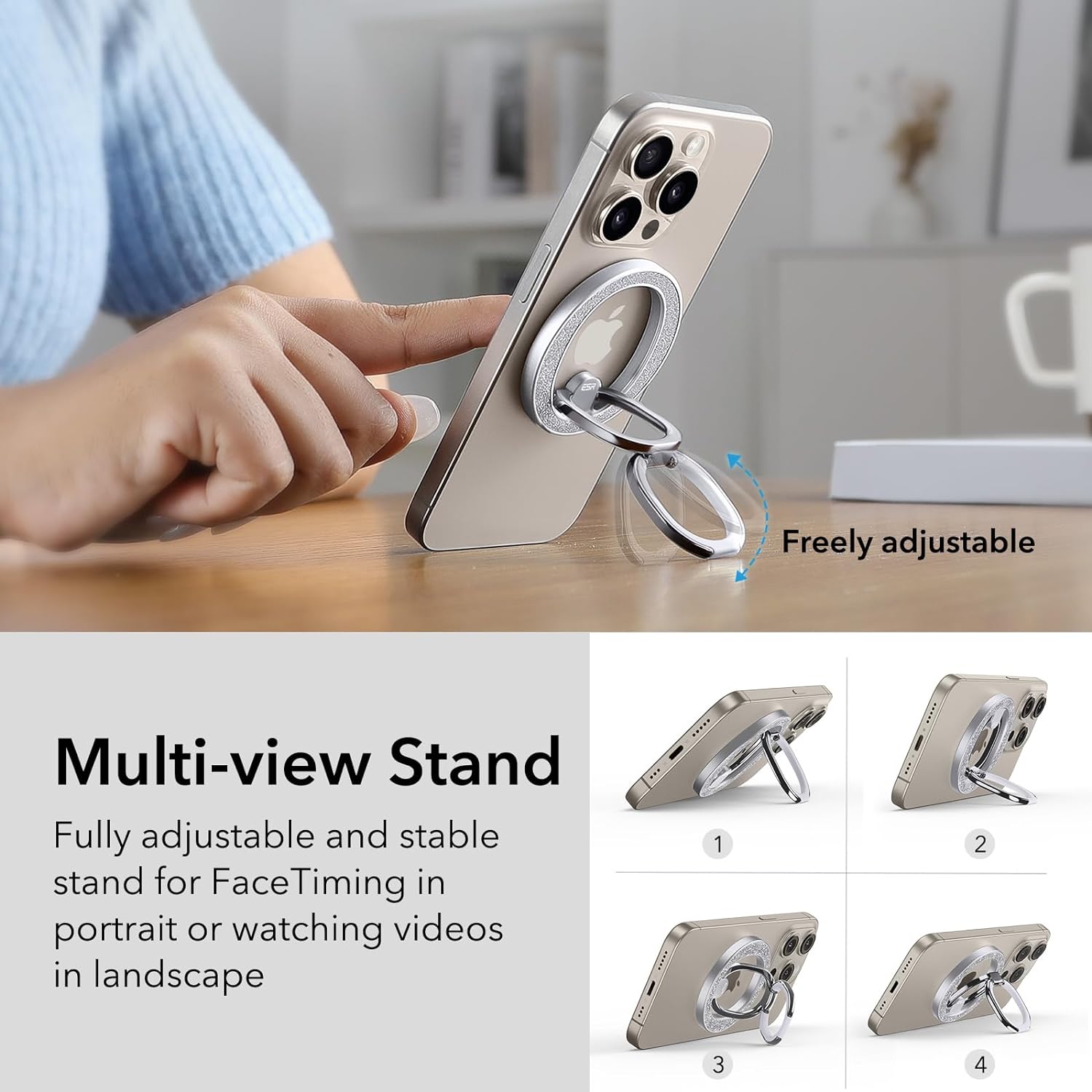 ESR HaloLock MagSafe Ring Stand Rhinestone SIlver MAGSAFE GADGETS ESR ESR HaloLock MagSafe Ring Stand Rhinestone SIlver - Image 8
