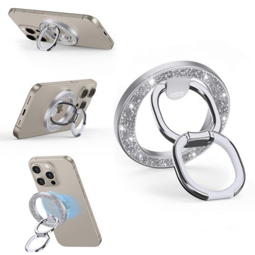 Alternative view of ESR HaloLock MagSafe Ring Stand Rhinestone SIlver