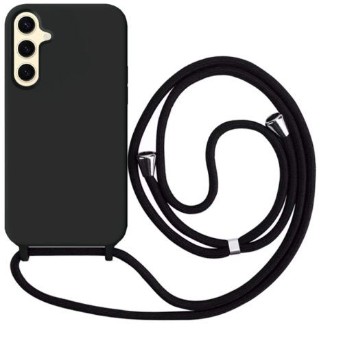 Θήκη Liquid Silicone Κορδόνι Black Samsung Galaxy S24+/S25+