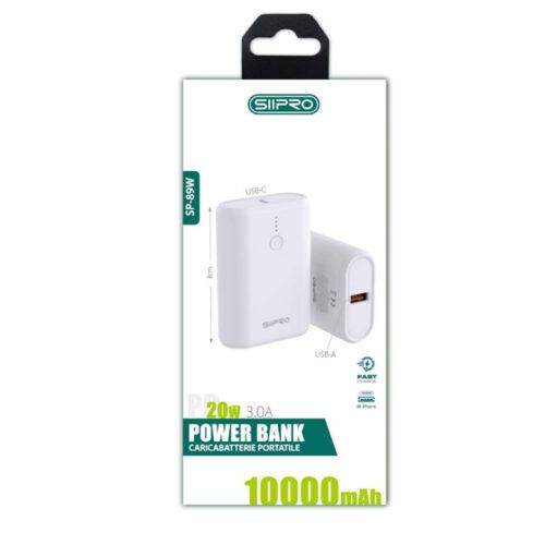 Alternative view of Siipro 1x PD USB-C 1x USB PowerBank 10000mAh White (SP-89W)
