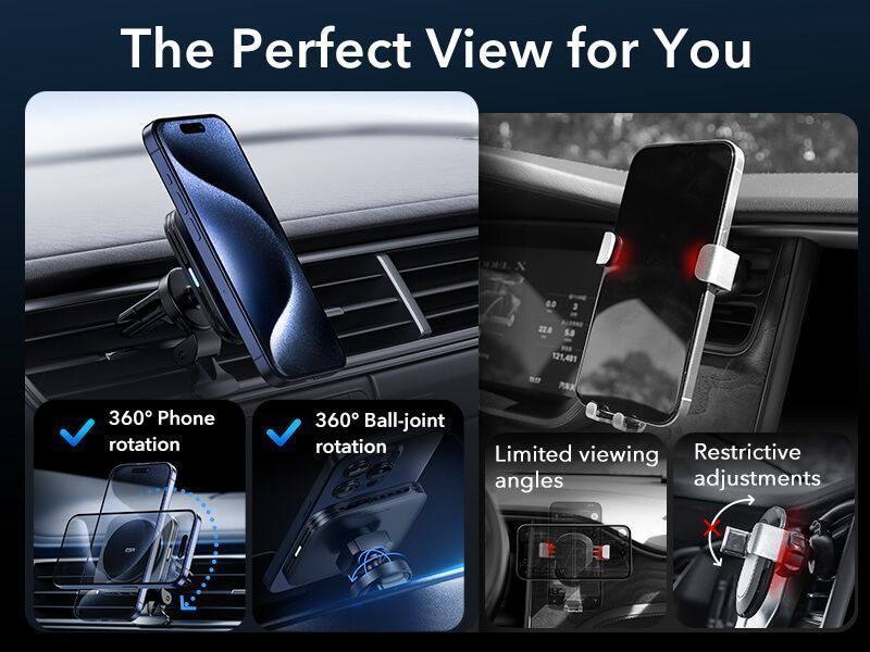 ESR MagSafe Qi2 Car Charger Air Vent Mount 15W Black (2C522E) ΑΞΕΣΟΥΑΡ MAGSAFE ESR ESR MagSafe Qi2 Car Charger Air Vent Mount 15W Black (2C522E) - Image 2