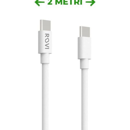 Rovi PD USB-C to PD USB-C Cable 2M 60W White ANDROID Rovi Rovi PD USB-C to PD USB-C Cable 2M 60W White