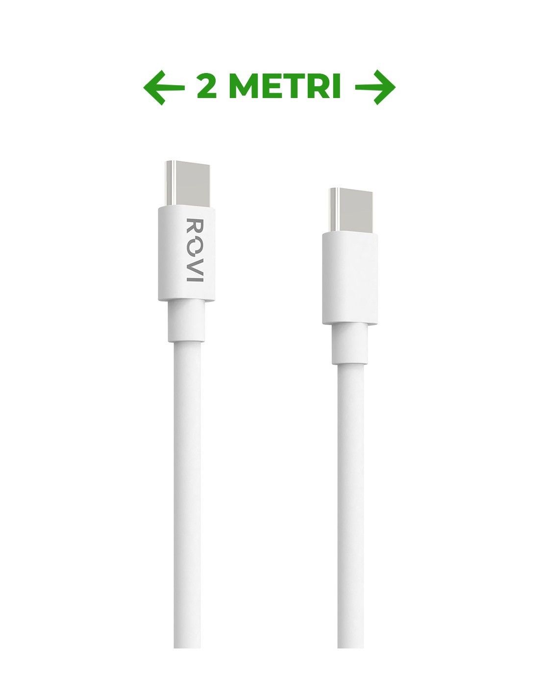 Rovi PD USB-C to PD USB-C Cable 2M 60W White ANDROID Rovi Rovi PD USB-C to PD USB-C Cable 2M 60W White