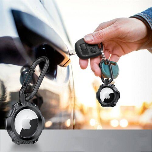 Alternative view of Tech-Protect AirTag Armor Carbon Keychain Case Black