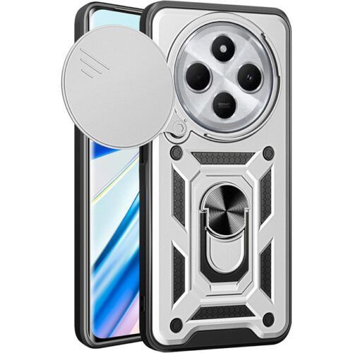 Θήκη Combo Kickstand Slide Camera Silver Xiaomi Redmi 14C