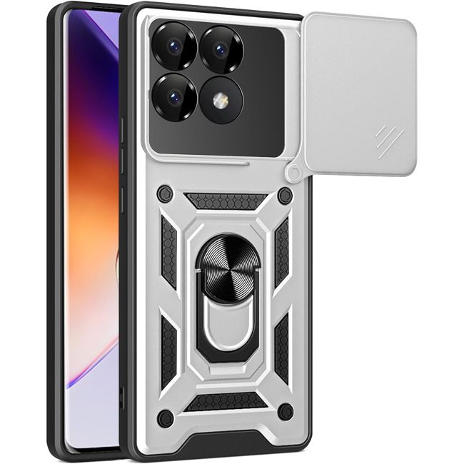 Θήκη Combo Kickstand Slide Camera Silver Poco F6 Pro 5G ΘΗΚΕΣ Orso Θήκη Combo Kickstand Slide Camera Silver Poco F6 Pro 5G