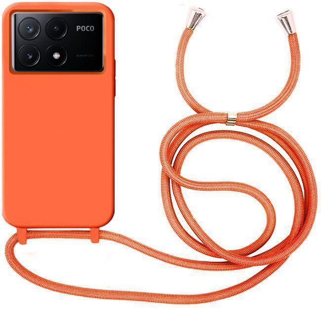 Θήκη Liquid Silicone Κορδόνι Orange Poco X6 Pro 5G ΘΗΚΕΣ Orso Θήκη Liquid Silicone Κορδόνι Orange Poco X6 Pro 5G