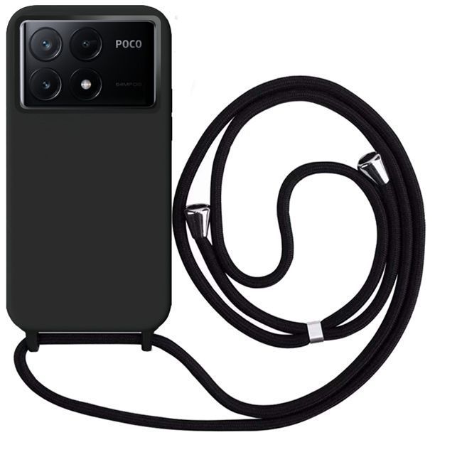Θήκη Liquid Silicone Κορδόνι Black Poco X6 Pro 5G ΘΗΚΕΣ Orso Θήκη Liquid Silicone Κορδόνι Black Poco X6 Pro 5G