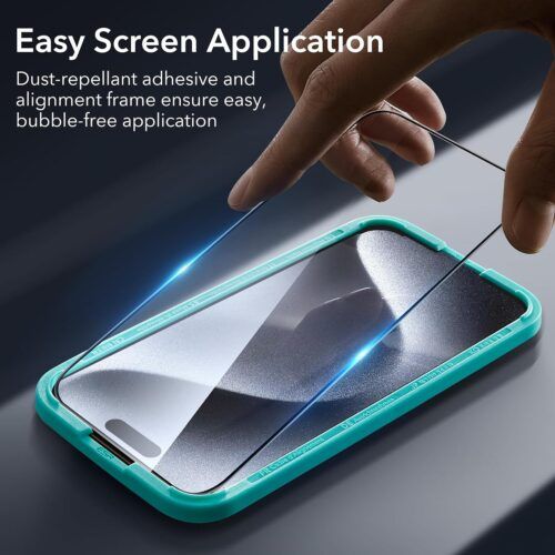 Alternative view of (3+1) ESR Armorite Ultra-Tough Tempered Glass + Armorite Camera Lens Clear iPhone 15 Pro